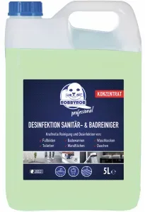 Robbyrob Professional Desinfektion Sanitärreiniger, Konzentrat, Zur hygienischen und raschen Entfernung von Kalk- und Seifenrückständen, 5 Liter - Kanister