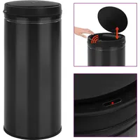 Automatischer Sensor-Mülleimer 80 L Kohlenstoffstahl Schwarz - Schwarz