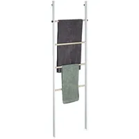 Relaxdays Handtuchleiter, Holz & Metall, 4 Sprossen, für Handtücher