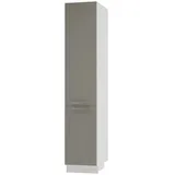 Feldmann-Wohnen Apothekerschrank Kvantum (Türscharniere mit Soft-Close-Funktion, 1 Schublade mit Metallkorb, 1-St., Fronten mit dekorativen Fräsungen und leicht abgerundeten Ecken) 40x59x207cm weiß - beige (Q-2D14K/40/kargo) beige|braun