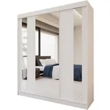 beautysofa Schwebetürenschrank, Weiß, Holzwerkstoff, 9 Fächer, 4 Schubladen, 180x216x61 cm, Schlafzimmer, Kleiderschränke, Schwebetürenschränke