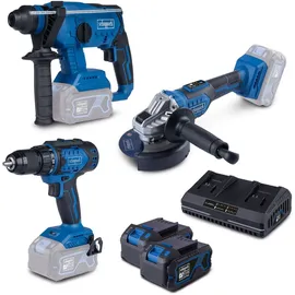 SCHEPPACH Akku-werkzeugset 3-teilig 20V 2x4ah Akkus + Doppelladegerat Scheppach BPS100