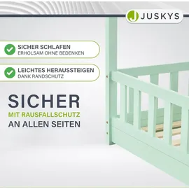 Juskys Kinderbett Marli 80 x 160 cm Kiefer massiv lackiert mint