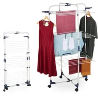 Relaxdays Turmwäscheständer 33 m blau/weiß