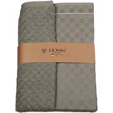 Ross 2er Pack Zwirn Halbleinen Geschirrtücher 908, 1 Geschirrtuch + 1 Küchenfrottiertuch in einer Banderole«, (Set, 2 Jahre Gewährleistung + flanell - braun