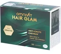 Omnivit Hair Glam | Chute de cheveux, cheveux brillants et forts Avec kératine acides aminés 3 mois Comprimé(S) 180 pc(s)