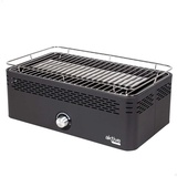 Aktive Tragbarer Holzkohlegrill, wiederaufladbar, rauchfrei, rechteckig, Tropfschutz, Maße 45 x 28 x 19 cm, inklusive Tragetasche, Terrassengrill, Balkon (63004)