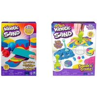 Kinetic Sand Regenbogen Mix Set - mit 383 g magischem Schweden & Squish N' Create Set - mit 382 g original DREI Farben und 5 Werkzeugen für kreatives Indoor-Sandspiel, ab 3 Jahren