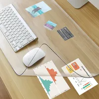 Schreibtischunterlage Transparent 90 x 40cm, Schreibunterlage Transparent Runde Kanten mit 18Pcs Klare Klebepads Doppelseitig, Schreibtischunterlage Kinder Rutschfest für den