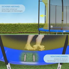 Kinetic Sports Salto Plus 400 cm  inkl. Sicherheitsnetz, Regenplane und Leiter  Blau