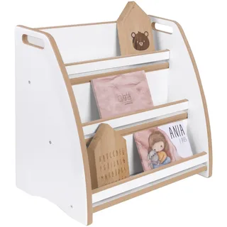 GUGI - Bücherregal für Kinder Größe S 53x30x51 cm - Weiß Regal fürs Kinderzimmer zur Aufbewahrung, Kinderregal für Bücher und Spielzeug, Kinderbücherregal aus Holz