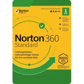 NortonLifeLock Norton 360 Standard 10 GB Cloud-Backup 1 Gerät 1 Jahr ESD DE Win Mac Android iOS