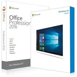 Windows 10 Home + Office 2016 Professional + Lizenznummer