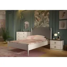 JV Möbel Weißes Kinderzimmer-Set aus Holz mit Bett, Schrank, Schreibtisch,