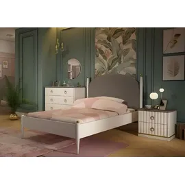 JV Möbel Weißes Kinderzimmer-Set aus Holz mit Bett, Schrank, Schreibtisch,