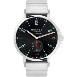 Nomos Glashütte Herrenuhr Tangente Sport neomatik 42 Datum blauschwarz 581 - silber