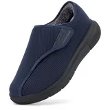 FitVille Hausschuhe Herren Winter Extra Weit Warm Gefüttert Reha-Schuh bei Fußschmerzen mit Dicker Sohle 47 EU X-Weit Blau - 47 EU X-Weit