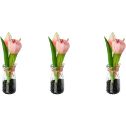 Kunsttulpe MY HOME "Tulpen in Vase", rosa, H:21cm, Kunststoff, Kunstpflanzen