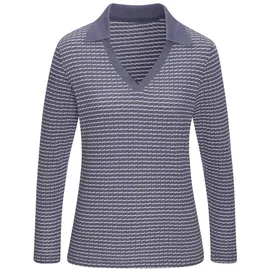 VIVANCE Langarm-Poloshirt Blau 32/34