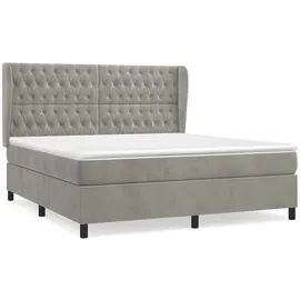 vidaXL Boxspringbett mit Matratze Hellgrau 180x200 cm Samt1387657