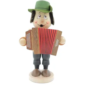Kuhnert - Original Erzgebirgische Holzkunst Räuchermann Räucherfigur Wichtel 17cm - Musiker