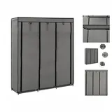 vidaXL Kleiderschrank mit Fächern und Stangen Grau 150x45x175cm Stoff