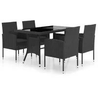 vidaXL 5-tlg Garten-Essgruppe Poly Rattan Schwarz