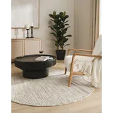 benuta pure benuta Wollteppich Rocco Beige/Schwarz ø 100 cm rund Kurzflor Flachgewebe für Wohnzimmer, Schlafzimmer, Esszimmer oder Kinderzimmer