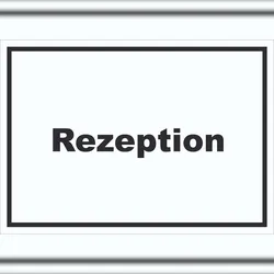 Rezeption Schild mit Text Anmeldung Eingang waagerecht A5 (148x210mm)
