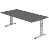 Hammerbacher OS 2E höhenverstellbarer Schreibtisch grafit rechteckig, C-Fuß-Gestell silber 200,0 x 100,0 cm