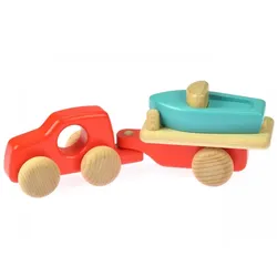 BAJO Auto mit Anhänger und Boot, rot