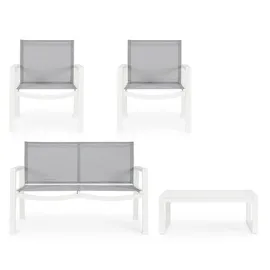 BIZZOTTO Tisch 'atlantic' Aus Aluminium Mit Platte Für Garten Und Veranda 188 Cm -weiß / Tisch + 6 Stühle