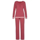 Arizona Pyjama mit gestreiften Bündchen Dunkelrot-Meliert 32/34