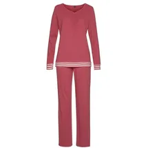 Arizona Pyjama mit gestreiften Bündchen Dunkelrot-Meliert 32/34