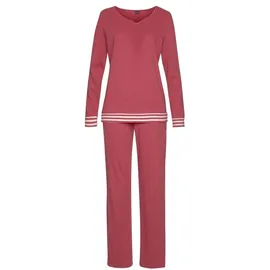 Arizona Pyjama mit gestreiften Bündchen Dunkelrot-Meliert 32/34