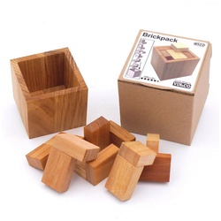 ROMBOL Denkspiele Spiel, Knobelspiel Brickpack – schwieriges Packpuzzle mit 6 verschiedenen Teilen, Holzspiel