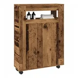 vidaXL Badschrank Schmal mit Rollen Altholz-Optik Holzwerkstoff
