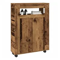 vidaXL Badschrank Schmal mit Rollen Altholz-Optik Holzwerkstoff