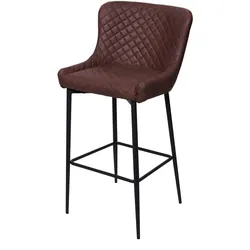 Mendler Barhocker HWC-H79, Barstuhl Tresenhocker, Vintage Metall Fußablage ~ Stoff/Textil braun