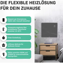 VONROC Elektroheizung, Konvektor-Heizung – Energiesparende elektrische Heizung - 12m2 – Manuelle und WLAN-Steuerung – Einstellbarer Thermostat und Timer – Grau