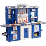 Vevor Kinderküchen-Spielset, 3-in-1-Kleinkinderküche mit simuliertem Sprühnebel, Geräuschen und Lichtern, Spielküchenset mit 74-teiligem Kochzubehörset für Kleinkinder, Vorschulkinder, Kinder im Alter von 3–8 Jahren, Blau