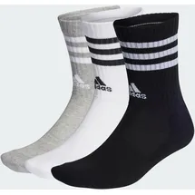 adidas 3-Streifen Cushioned Crew Socken 3 Paar Medium Grey Heather / White / Black / White 40-42