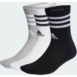 adidas 3-Streifen Cushioned Crew Socken 3 Paar Medium Grey Heather / White / Black / White 40-42