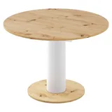 Design Esstisch Tisch HES-111 rund oval Hochglanz ausziehbar 100-148cm - Naturbelassen