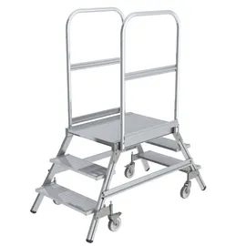 Günzburger MUNK Aluminium-Podestleiter beidseitig begehbar Aluminium geriffelt 3 Stufen