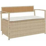 vidaXL Gartenbank mit Stauraum und Kissen Beige Poly Rattan
