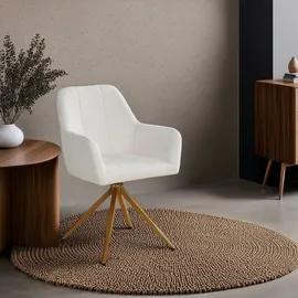 Homestyle4u Polsterstuhl Bouclé beige drehbar 4er Set