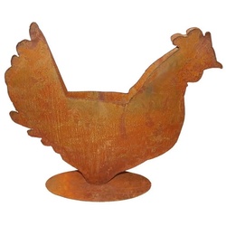 440s Gartenfigur 440s Rost-Henne Planz-Topf auf Platte H ca. 40,5 cm, (Stück) braun
