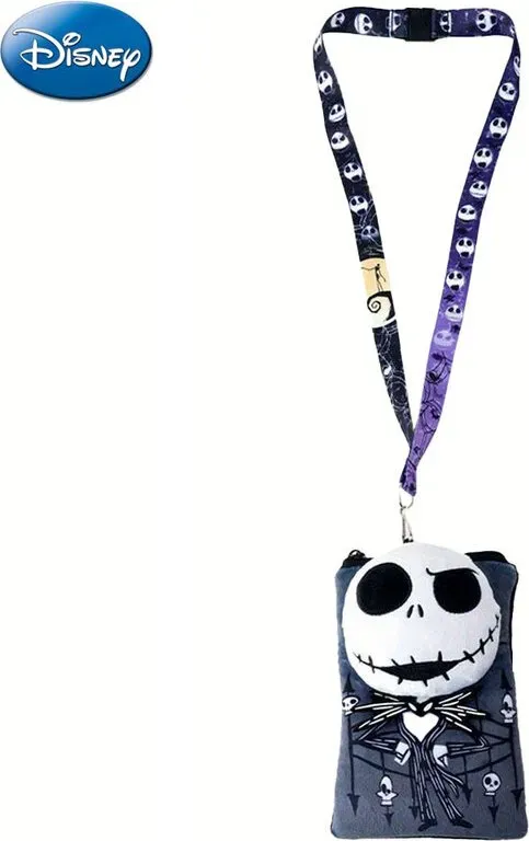 1 Stk. Disney The Nightmare Before Christmas Jack Plüsch-Kartenhalter mit Lanyard Offiziell lizenziert Skellington Halloween Town Cosplay-Accessoire Filme Anime-Peripherie Schädelmuster Halloween-Themen Plüsch-Accessoire Geschenk für Handy