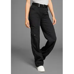 Cargohose, (2 tlg mit abnehmbarem Gürtel), mit besonderem Taschen-Design, Gr. 42 - N-Gr, schwarz, , 69461719-42 N-Gr